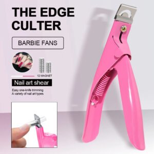 Acrylic Nail Cutter Kit - Stainless Steel Clipper and Scissors for U-Word False Tips, Manicure Tools Set with Straight Cut and 12pcs Magnet