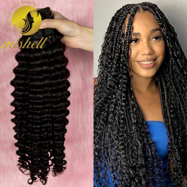 Human Braiding Hair Deep Wave Bulk Human Hair No Weft Virgin Hair Bundle Micro Human Braiding Hair for Boho Braids