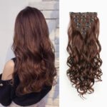 Clip In Hair Extensions 7 PCS Full Head 22-Inch-Long Curly Wavy Synthetic Hair Pieces