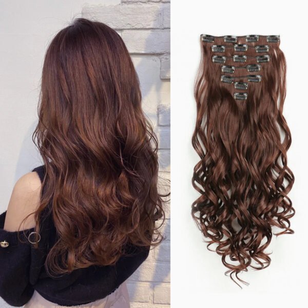 Clip In Hair Extensions 7 PCS Full Head 22-Inch-Long Curly Wavy Synthetic Hair Pieces