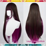 OLACARE Synthetic Long Straight Lolita Wig with Bangs Wig  Mixed Black Red Blonde Cosplay