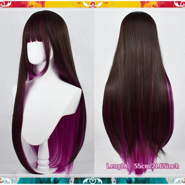 OLACARE Synthetic Long Straight Lolita Wig with Bangs Wig  Mixed Black Red Blonde Cosplay