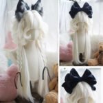 OLACARE Synthetic Long Straight Lolita Wig with Bangs Wig  Mixed Black Red Blonde Cosplay