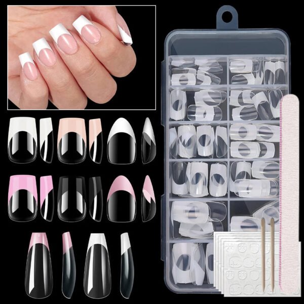 120pcs/box Clear Press on False Nails French Almond/Square/Soft Nail Tips Full Cover  Acrylic