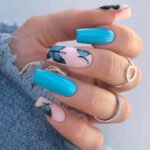 24pcs Full Cover Long False Press On Nails With Designs Light Green Stripe Gradient