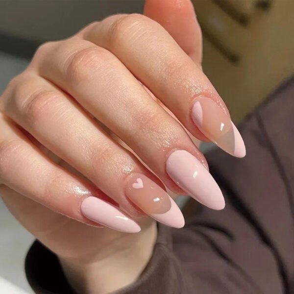 24pcs Full Cover Long False Press On Nails With Designs Light Green Stripe Gradient
