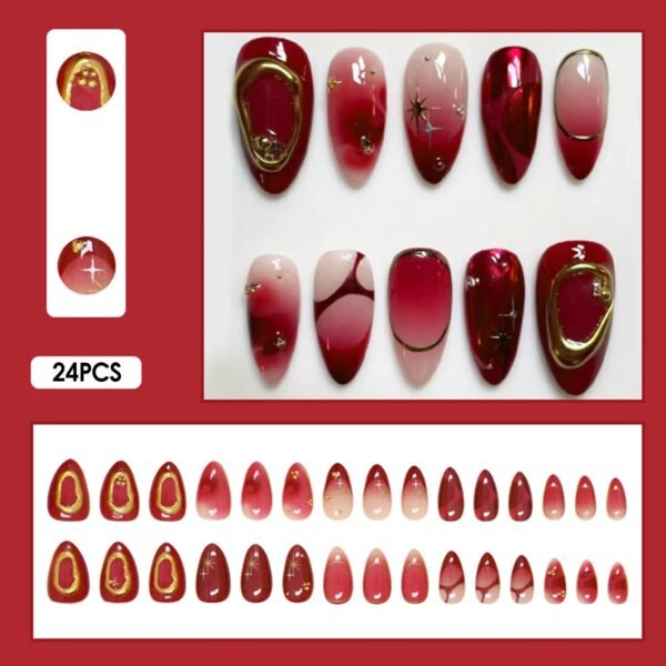 24pcs White Flower Fake Press on Nail Tips Yellow Pink Blush Full Cover Almond Shaped