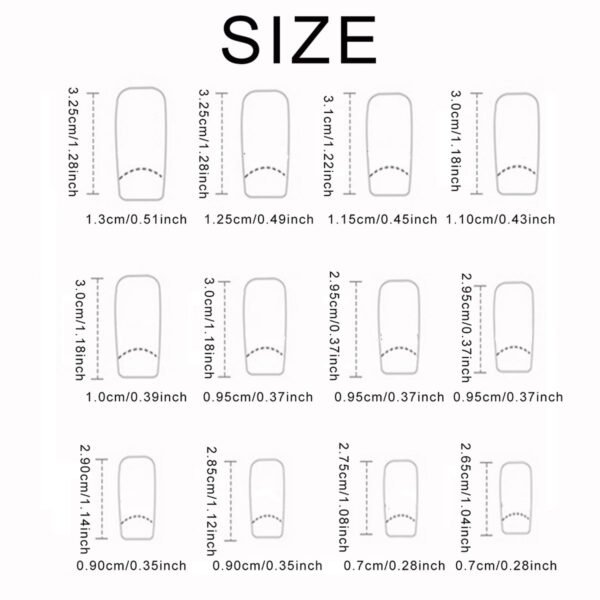 24PCS/1BOX Black French Nail Set with Glitter Love Stars