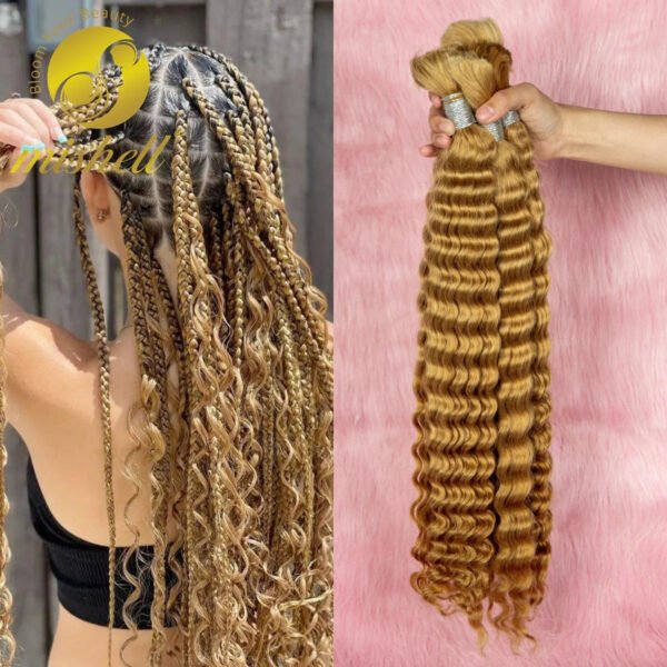 Human Braiding Hair Deep Wave Bulk Human Hair No Weft Virgin Hair Bundle Micro Human Braiding Hair for Boho Braids