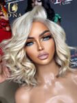 Color Platinum Ash Blonde Short Bob Body Wave 5x5 Lace Closure Human Hair Wig 13x4 613 Transparent Lace Front Wig For Women