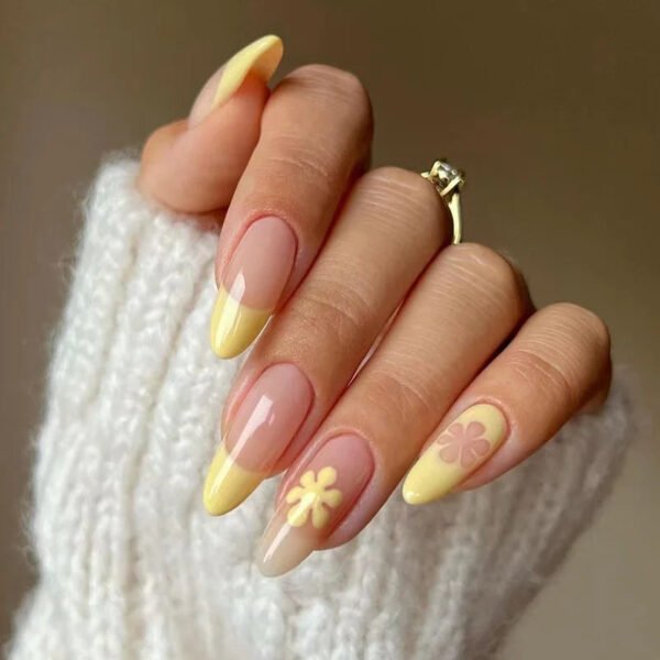 24pcs Full Cover Long False Press On Nails With Designs Light Green Stripe Gradient