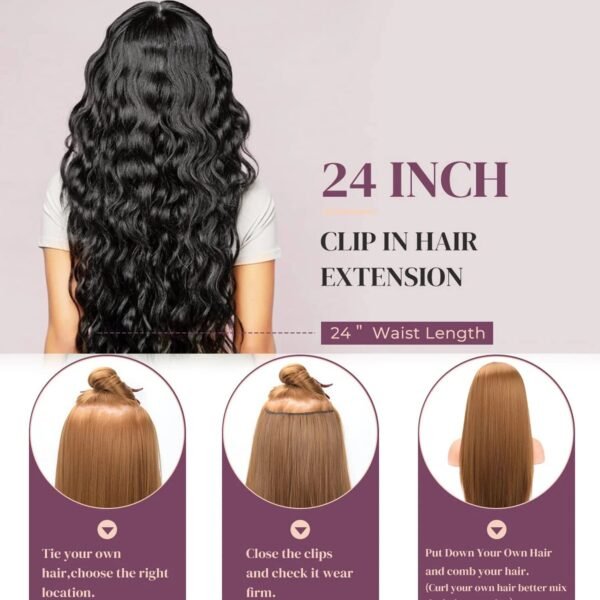 Clip In Hair Extensions 16 Clips 22-Inch-Long Water Wave Full Hair Extension Synthetic