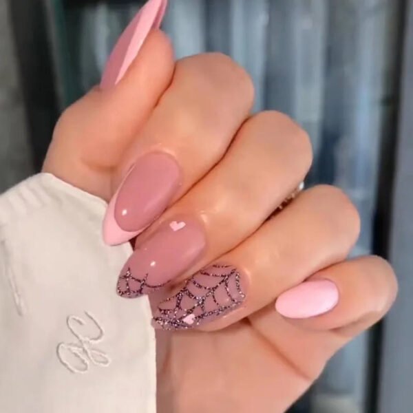 24pcs Full Cover Long False Press On Nails With Designs Light Green Stripe Gradient