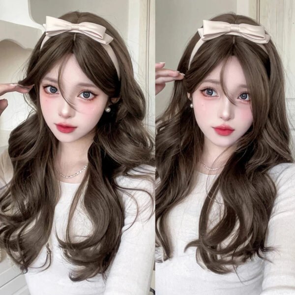 OLACARE Synthetic Long Straight Lolita Wig with Bangs Wig  Mixed Black Red Blonde Cosplay
