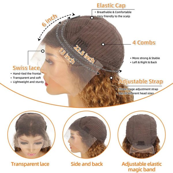 Women's Highlight Ombre Lace Front Wig Human Hair Curly Wigs Brazilian Honey Blonde Pre Plucked
