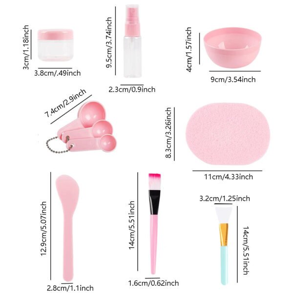 11pcs Pink Mask Bowl Set Facial Mask Full Set of Beauty Tools Mask Brush Bottles Skin Care Tool Kits