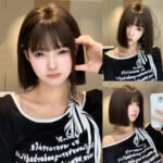OLACARE Synthetic Long Straight Lolita Wig with Bangs Wig  Mixed Black Red Blonde Cosplay