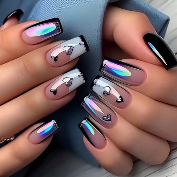 Summer Sweetheart Handmade Press On Nails  Short Coffin  Stars Moon