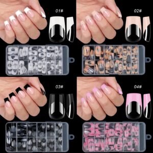 120pcs/box Clear Press on False Nails French Almond/Square/Soft Nail Tips Full Cover  Acrylic