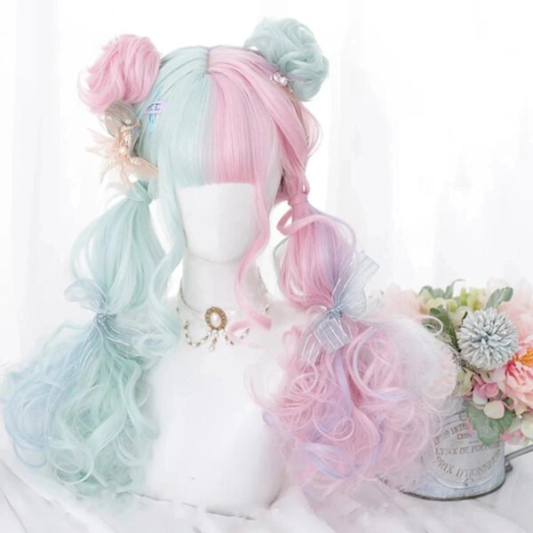 OLACARE Synthetic Long Straight Lolita Wig with Bangs Wig  Mixed Black Red Blonde Cosplay