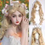 OLACARE Synthetic Long Straight Lolita Wig with Bangs Wig  Mixed Black Red Blonde Cosplay