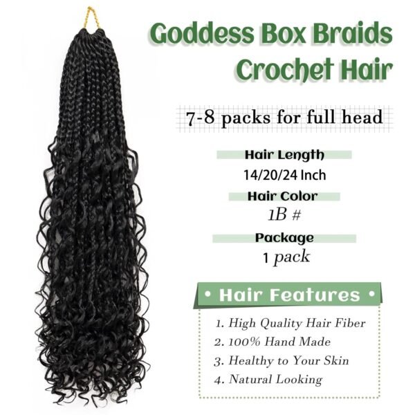 Goddess Boho Box Braids Crochet Hair with Curly Ends 1PCS Synthetic Pre-Looped
