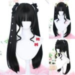 OLACARE Synthetic Long Straight Lolita Wig with Bangs Wig  Mixed Black Red Blonde Cosplay