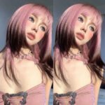OLACARE Synthetic Long Straight Lolita Wig with Bangs Wig  Mixed Black Red Blonde Cosplay