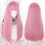 OLACARE Synthetic Long Straight Lolita Wig with Bangs Wig  Mixed Black Red Blonde Cosplay