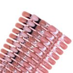 120pcs Medium Square French Press on Acrylic False Nails Brown Pink Base