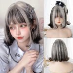 OLACARE Synthetic Long Straight Lolita Wig with Bangs Wig  Mixed Black Red Blonde Cosplay