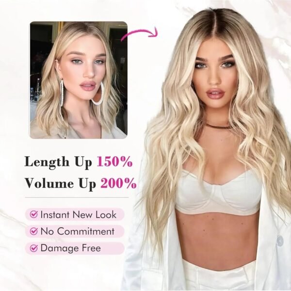 Clip In Hair Extensions 16 Clips 22-Inch-Long Water Wave Full Hair Extension Synthetic