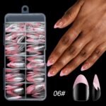 120pcs/box Acrylic French False Nails Medium Length Square Armor Full Cover Nail Tips