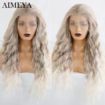 AIMEYA Synthetic Lace Front Wigs for Women Natural Hairline Long Brown Wig Pre Plucked Cosplay