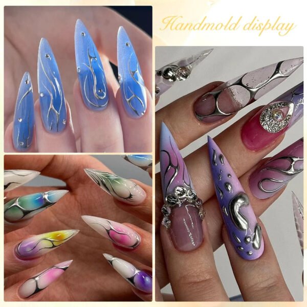 5-in-1 Glue Gel  - Reinforcement Gel, No-Wipe Top Coat, Manicure UV LED Soak Off Nail Gel Varnish for 3D Chrome Design