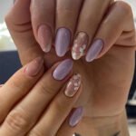 24pcs White Flower Fake Press on Nail Tips Yellow Pink Blush Full Cover Almond Shaped