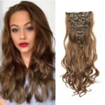 Clip In Hair Extensions 7 PCS Full Head 22-Inch-Long Curly Wavy Synthetic Hair Pieces