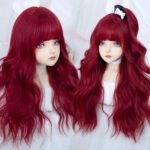 OLACARE Synthetic Long Straight Lolita Wig with Bangs Wig  Mixed Black Red Blonde Cosplay