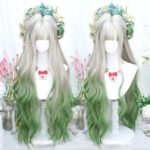 OLACARE Synthetic Long Straight Lolita Wig with Bangs Wig  Mixed Black Red Blonde Cosplay