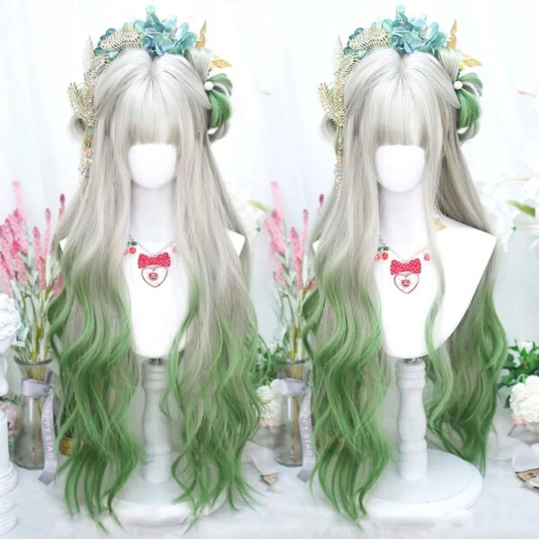 OLACARE Synthetic Long Straight Lolita Wig with Bangs Wig  Mixed Black Red Blonde Cosplay