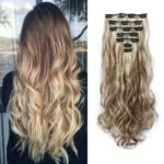 Clip In Hair Extensions 7 PCS Full Head 22-Inch-Long Curly Wavy Synthetic Hair Pieces