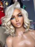 Color Platinum Ash Blonde Short Bob Body Wave 5x5 Lace Closure Human Hair Wig 13x4 613 Transparent Lace Front Wig For Women
