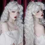 OLACARE Synthetic Long Straight Lolita Wig with Bangs Wig  Mixed Black Red Blonde Cosplay