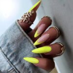 24pcs Full Cover Long False Press On Nails With Designs Light Green Stripe Gradient