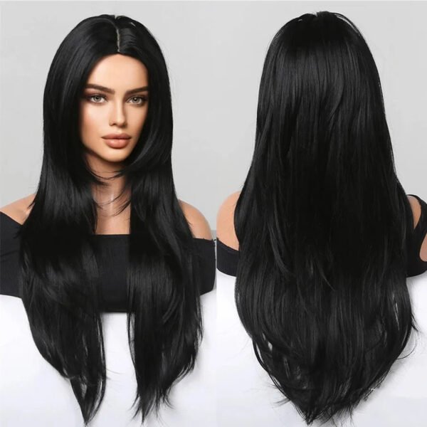 Long Straight Blonde Synthetic Wigs highlight Golden Hair Natural Female wig Middle Part Wigs For Cosplay Party Heat Resistant