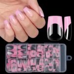 120pcs/box Acrylic French False Nails Medium Length Square Armor Full Cover Nail Tips