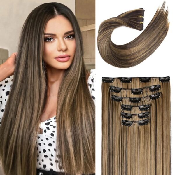 Clip In Hair Extensions Hair Extensions Thick Long Lace Weft Lightweight Synthetic