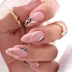 24pcs Full Cover Long False Press On Nails With Designs Light Green Stripe Gradient