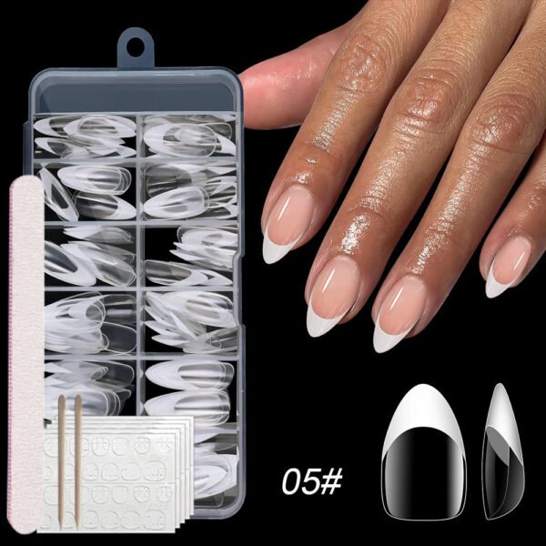 120pcs/box Clear Press on False Nails French Almond/Square/Soft Nail Tips Full Cover  Acrylic