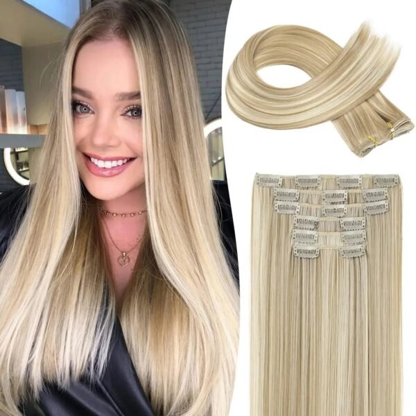 Clip In Hair Extensions Hair Extensions Thick Long Lace Weft Lightweight Synthetic
